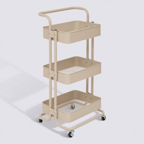 Desserte 3 niveaux en métal BLAKC EDITION - Beige argile