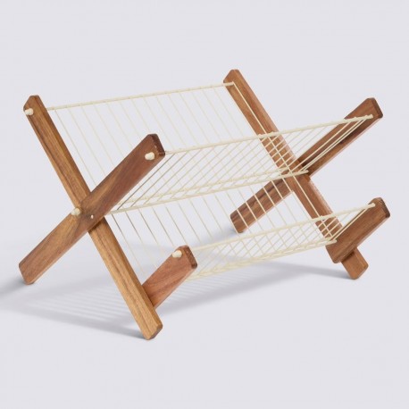 Égouttoir pliant en métal et en acacia