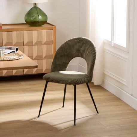 Chaise en velours côtelé RAVEN, vert cèdre
