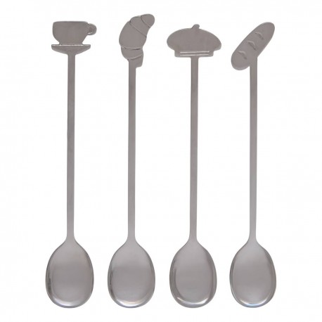 Lot de 4 cuillères à café en inox LOU - Argent