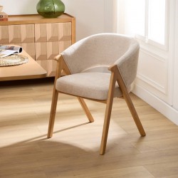 Fauteuil en tissu chenille AMZA, ivoire