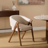 Fauteuil en tissu chenille AMZA - Ivoire pieds effet noyer