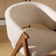 Fauteuil AMZA ivoire pieds effet noyer, zoom