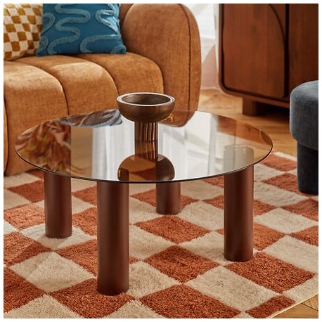 Table basse ronde en verre trempé AMBRA - Ambre