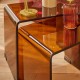 Lot de 2 tables café en verre trempé LENIA - Ambre
