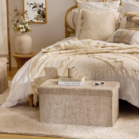 Pouf double SOANA taupe, chambre