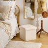 Pouf pliant en bouclette SOANA - Ivoire