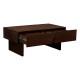 Table basse NYERO marron, tiroirs ouverts