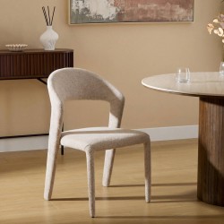 Chaise en tissu ALMÉE crème, salle à manger