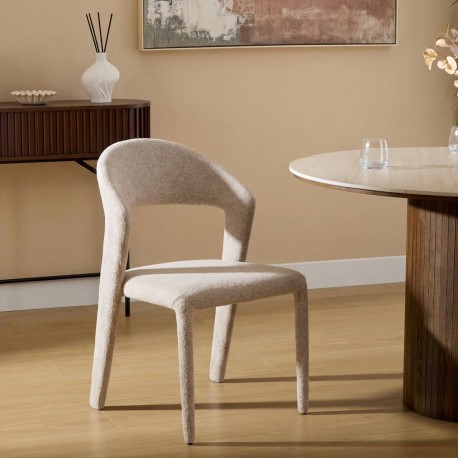 Chaise en tissu ALMÉE crème, salle à manger