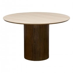 Table à manger D120cm AUREN - Beige et marron