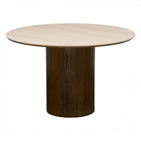 Table à manger D120cm AUREN - Beige et marron