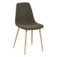 Chaise en velours côtelé pieds imitation chêne ROKA - Kaki