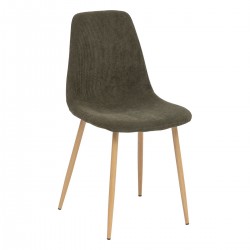 Chaise en velours côtelé pieds imitation chêne ROKA - Kaki