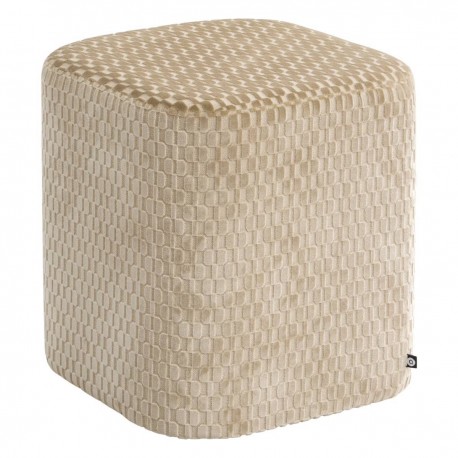 Pouf motifs en relief SELIA - Ivoire