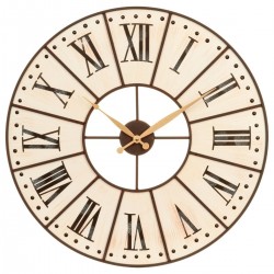 Horloge en bois et métal D58cm CADRAN, ESPRIT CAMPAGNE - Beige