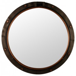 Miroir hublot en métal D74cm - Marron