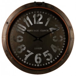 Horloge hublot en métal D73,5cm ESPRIT RÉCUP - Marron