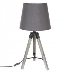 Lampe en bois avec trépied H58cm RUNO - Gris