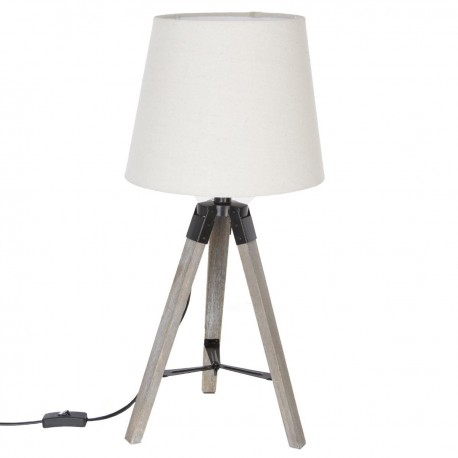 Lampe en bois avec trépied H58cm RUNO - Blanc