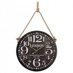 Horloge en métal avec corde D52cm - Noir