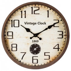 Horloge D30cm VINTAGE CLOCK - Marron