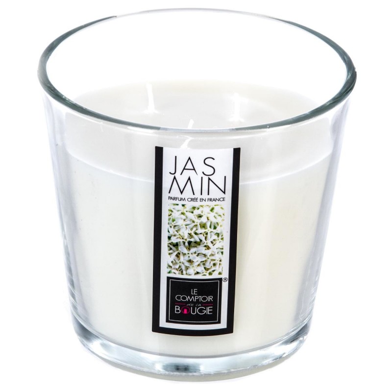 Bougie parfumée à 3 mèches en verre 500g Jasmin Veo shop